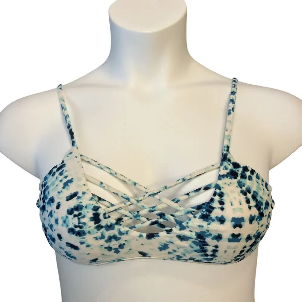 hollister Tie Dye Blue bikini swim top padded size small S